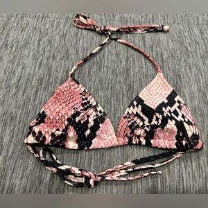 Pink snake print bikini top